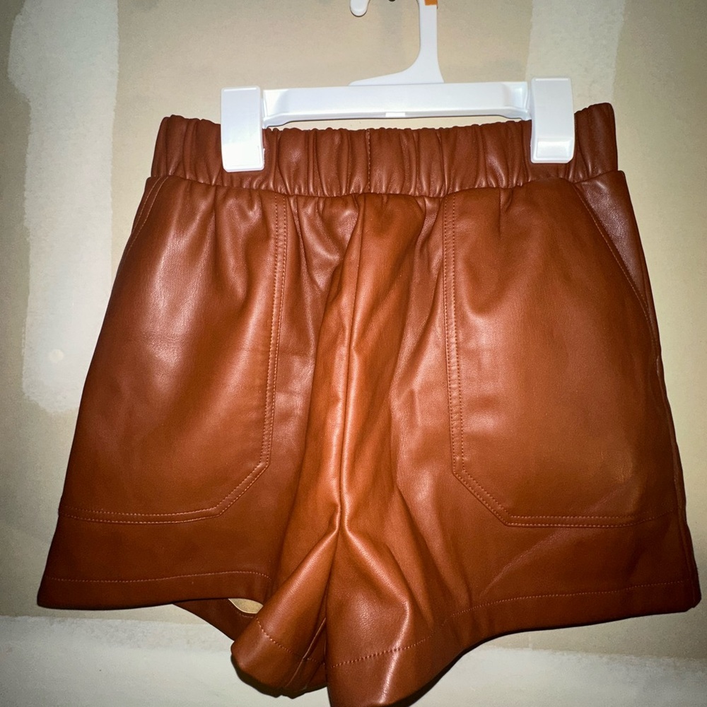 Steve Madden Tan Leather High Waist Shorts
